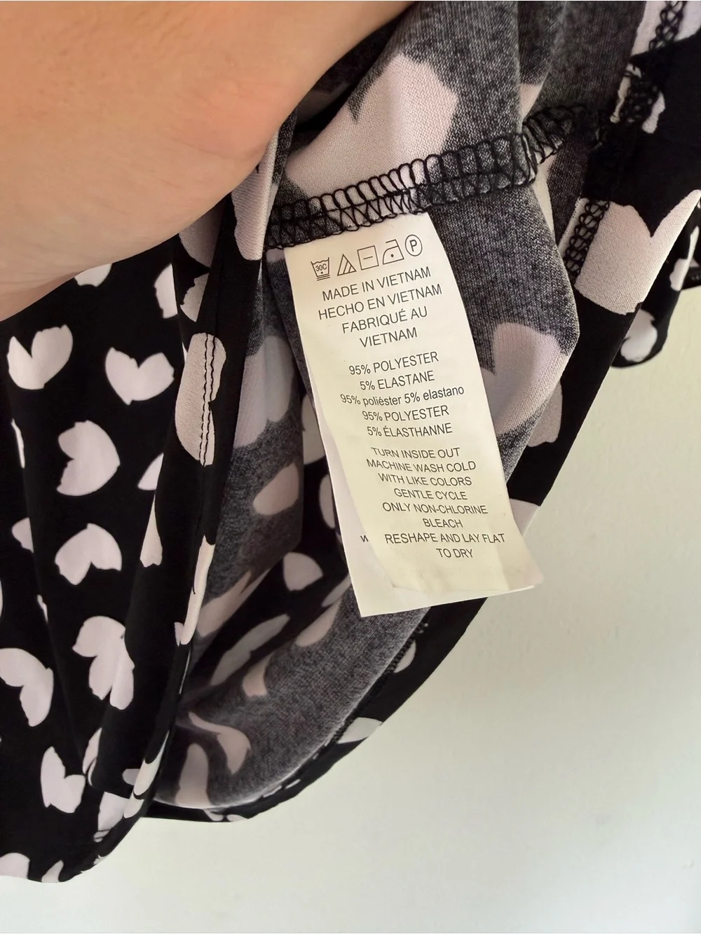 Michael Kors Black Short-Sleeve V-Neck Top with White Heart Print